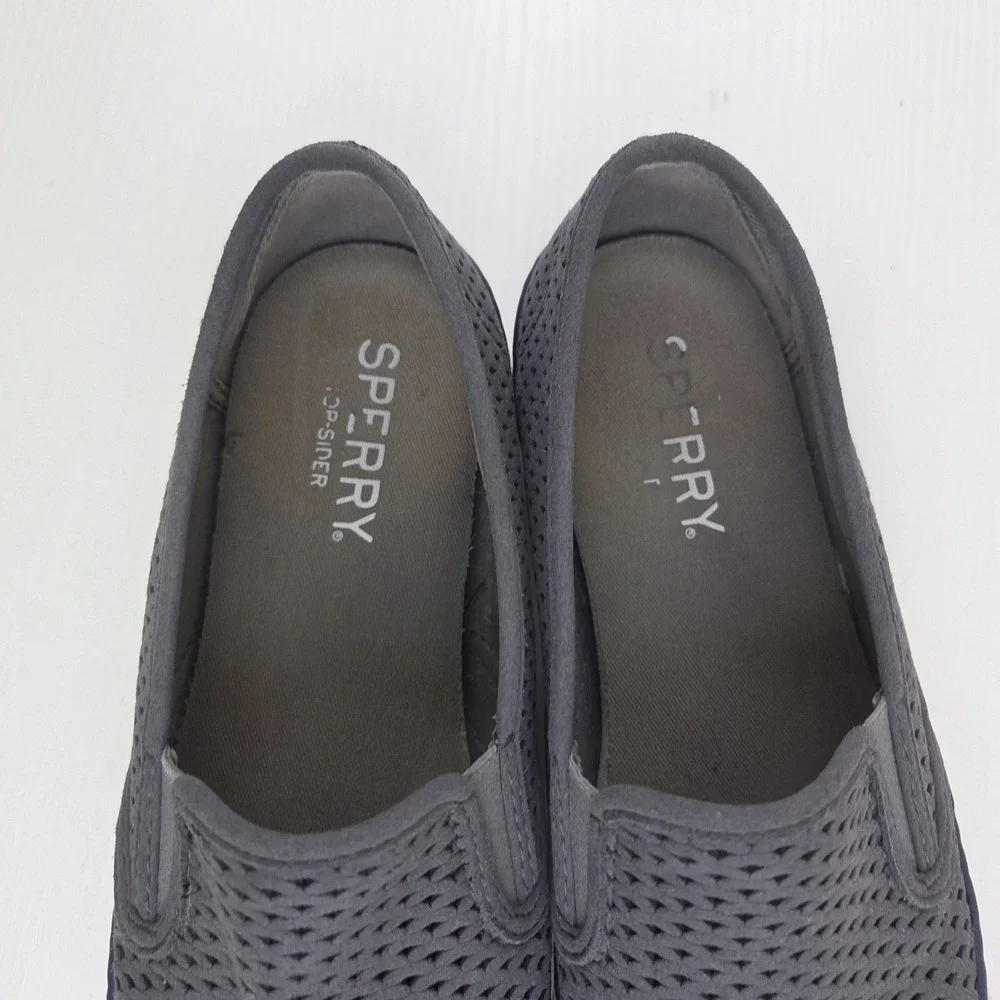 Sperry Women's Seaside Perforated Slip‎ On Sneaker Gray Size 8 M